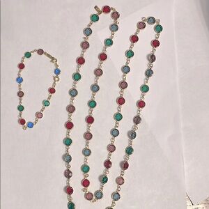 Swarovski Multicolor Gemstone Necklace and Bracelet Set